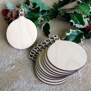 Decorations Wooden ROUND CHRISTMAS BAUBLE